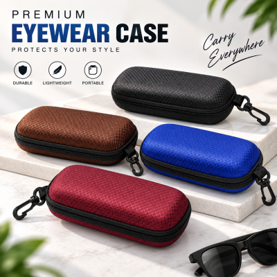Portable Zipper Eyeglass Case with Lanyard – Soft Cloth Hard Shell Protective Sunglasses Box & Pouch for Men and Women
